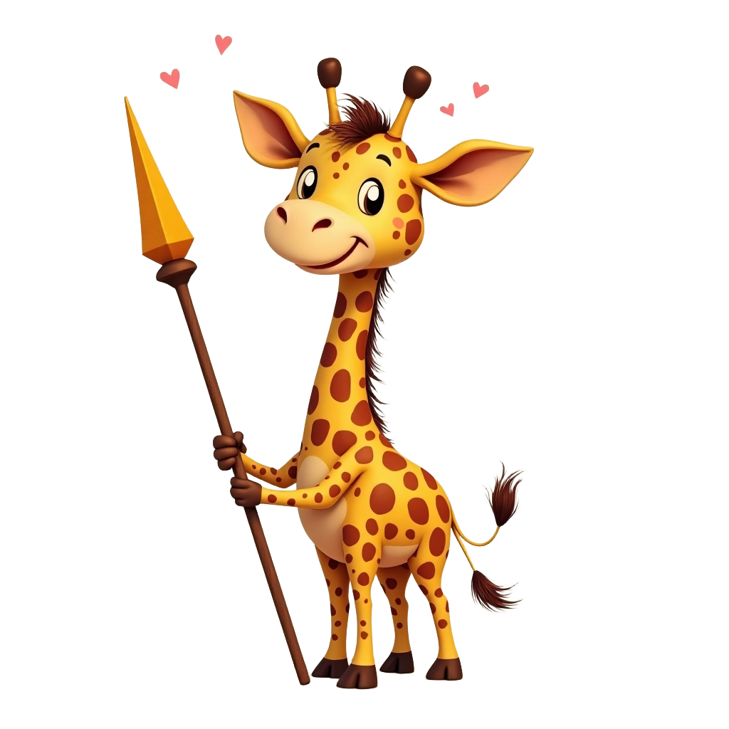 Adventurous Giraffe with Spear